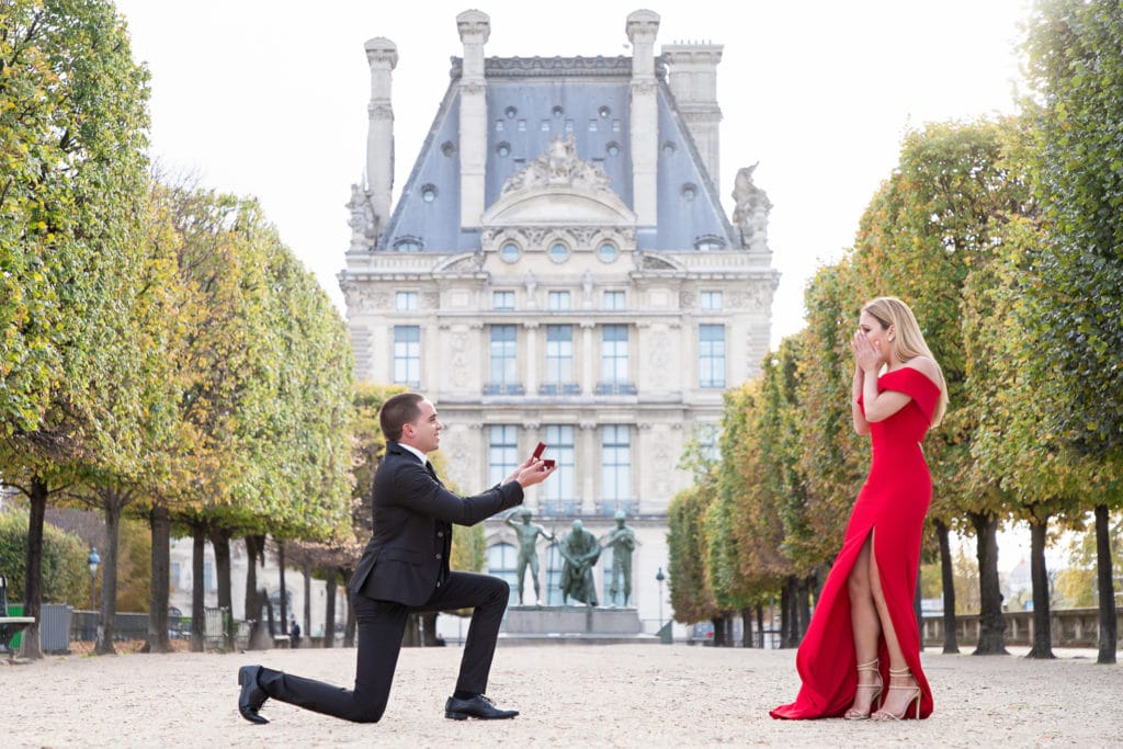 Proposal in Paris - Jardin des Tuileries - Organsa Wedding Planner Paris